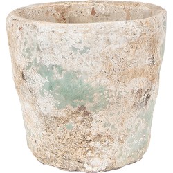 Clayre & Eef Bloempot Ø 11x11 cm Beige Groen Terracotta