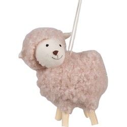 Clayre & Eef Paashanger Schaap 8 cm Roze Synthetisch Decoratie Hanger