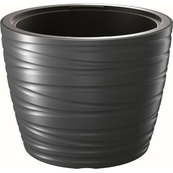 Prosperplast Plantenpot/bloempot Amazing - buiten/binnen - kunststof - antraciet - D47 x H35 cm - Plantenpotten