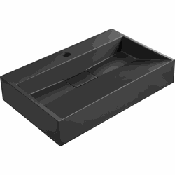 QUENKO - Wastafel - Zwart - 60 x 38 cm - Mineraalgietwerk
