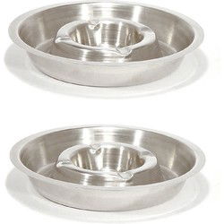 RVS asbak rond 16 cm - 2x - Hotelasbak - Horeca/terras/tafel asbakken - Asbakken