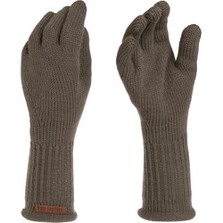 Knit Factory Lana Gebreide Dames Handschoenen - Polswarmers - Cappuccino - One Size