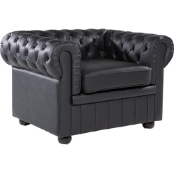 Beliani CHESTERFIELD - Fauteuil-Zwart-Leer