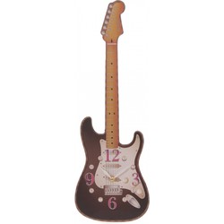 Bruine elektrische gitaar klok 50 cm - Wandklokken