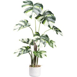 Kopu® Kunstplant Monstera Variegata 100 cm - 9 bladeren - Gatenplant