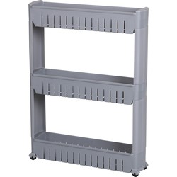 Urban Living Keuken/badkamer trolley - 3 lagen - kunststof - grijs - met wielen - L54 x B12 x H71 cm - Opberg trolley