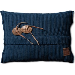 Knit Factory Aran Sierkussen - Jeans - 60x40 cm - Inclusief kussenvulling
