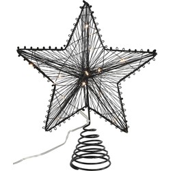 Countryfield kerst ster piek - zwart - met licht - kunststof - 25 cm - kerstboompieken