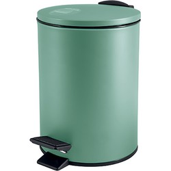 Spirella Pedaalemmer Cannes - groen - 5 liter - metaal - L20 x H27 cm - soft-close - toilet/badkamer - Pedaalemmers