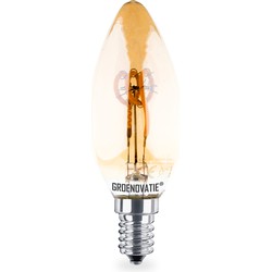 Groenovatie E14 LED Filament Kaarslamp Goud 4W Spiral Extra Warm Wit Dimbaar