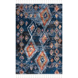 Safavieh Boho Chic Indoor Woven Area Rug, Morocco Collection, MRC941, in Navy & Multi, 122 X 183 cm