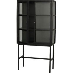 Marshall houten vitrinekast zwart - 85 x 160 cm