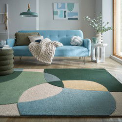 Wollen vloerkleed Glow - Groen / Blauw - 160x230 cm