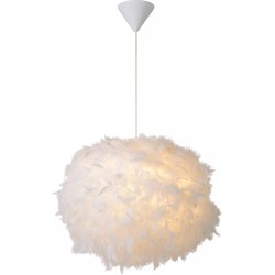Hanglamp 50 cm met witte veren  E27 pluimen