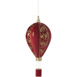 J-line - Heteluchtballon Hangend Polyfoam/textiel Rood/goud Large - 49x49x125cm