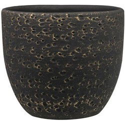 Ter Steege Plantenpot/Bloempot Lava Stone - zwart - D21 x H19 cm - Plantenpotten