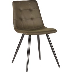 LABEL51 Eetkamerstoel Jay - Army green - Microfiber - Black Frame