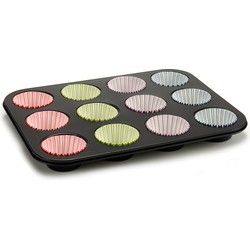 Muffins en cupcakes bakken bakvorm/bakblik 35 x 26 cm - voor 12x stuks - Muffinvormen / cupcakevormen