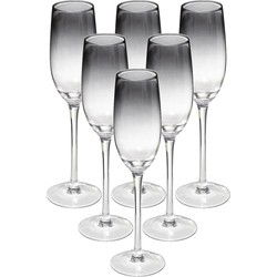 Secret de Gourmet Champagneglazen - 6x - 210 ml - zwarte rand - Champagneglazen