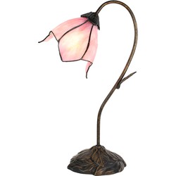 LumiLamp Tiffany Tafellamp  48 cm Roze Glas Tiffany Bureaulamp