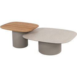 Taste Demi set van 2 coffee tafels keramiek print & teak cloud 50 x 60 en 70 x 80 cm