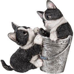 Clayre & Eef Beeld Kat Zwart Wit Kunststof