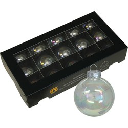 Kerstballen glas 15x-transparant parelmoer 4 cm- milieubewust - Kerstbal