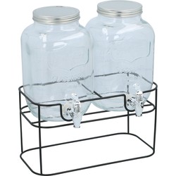 2x Glazen limonadetaps met brede standaard 4 liter - Drankdispensers