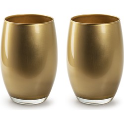 2x Stuks Bloemenvazen Galileo - goud kleurig stevig glas - H20 x D14 cm - Vazen