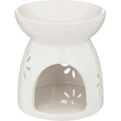 Geurbrander - voor amberblokjes/geurolie - keramiek - wit - 9 x 9 x 10 cm - Geurbranders