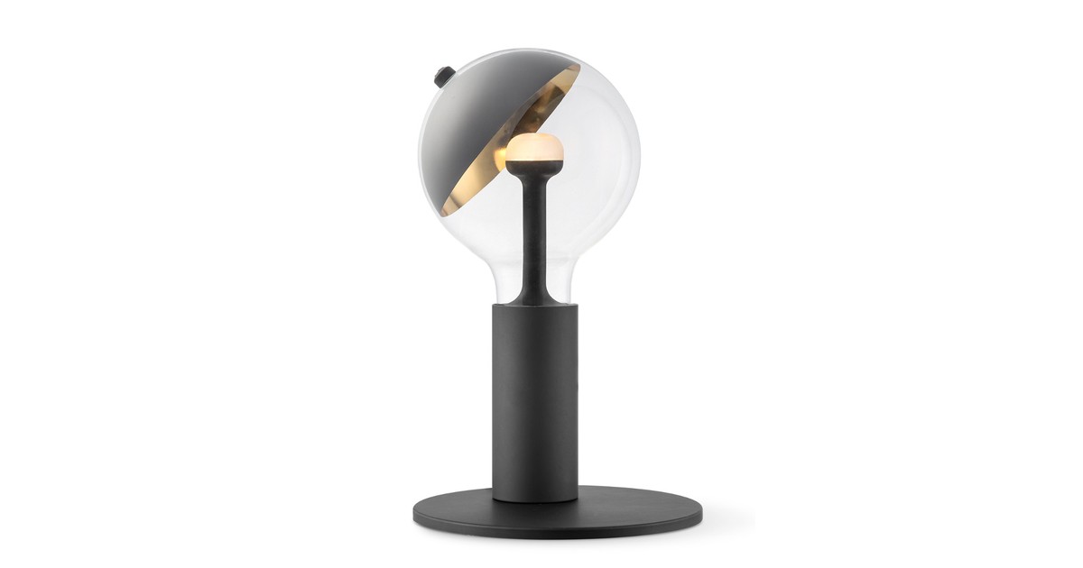 Move Me tafellamp Side - zwart / Sphere 5,5W - zwart goud