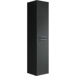Badplaats Badkamerkast Venus 30 x 30 x 160 cm - Zwart - Hangende Kolomkast met Twee Deuren