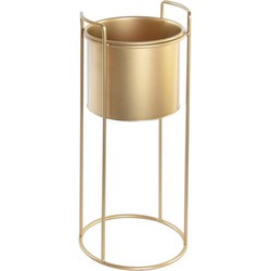 Bloempot Glamour Goud Rond met Standaard - Metaal - M - Ø 20 x H 50 cm