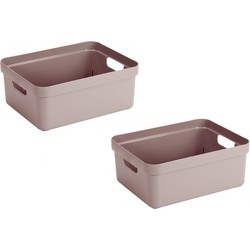 Sunware Opbergbox Sigma - 3x - kunststof - roze - 24 liter - Opbergbox