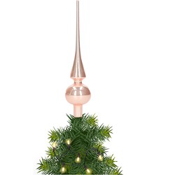 Glazen kerstboom piek/topper zacht roze glans 26 cm - kerstboompieken
