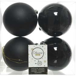 Kerstballen plastic glans-mat dia 10 cm zwart