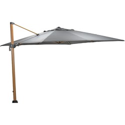 Garden Impressions Hawaii Big Pole zweefparasol 350x350 cm - frame teak look - doek donker grijs