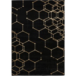 Tapijtenloods Fashion Club - Laagpolig Vloerkleed - Design Tapijt - Zwart Goud- 80x150 CM