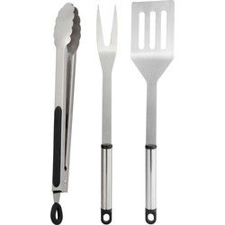 BBQ/barbecue gereedschap set - 3-delig - RVS - grill tangen/spatels - Barbecuegereedschapset