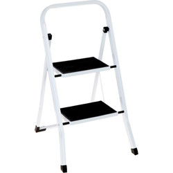 Metalen huishoudtrapje / keukentrap 50 cm wit - Huishoudtrapjes