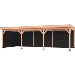 Douglas overkapping 900 x 350, met zwarte achterwand en zijwand, Westwood Comfort