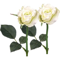 Set van 4x stuks kunstbloemen roos/rozen Alicia parel wit 30 cm - Kunstbloemen