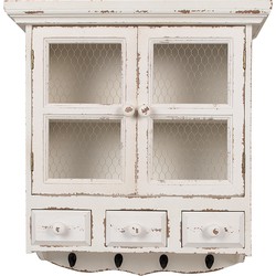 Clayre & Eef Wandkast  56x23x61 cm Wit Houtproduct Opbergkast