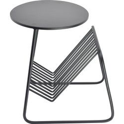 LOFT42 Pete Bijzettafel met Tijdschriften- of Krantenbak - Metaal - Mat Zwart - 45x32x40