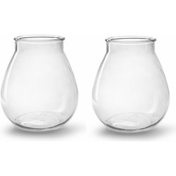 2x Stuks Bloemen vazen druppel vorm type - helder/transparant glas - H22 x D20 cm - Vazen