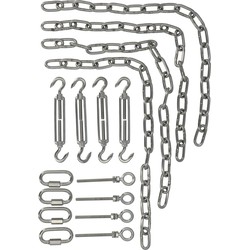 RVS schaduwdoek Montage set met Kettingen voor Paalmontage