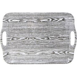 Concorde Dienblad/serveer tray - hout motief - grijs - kunststof - 42 x 29 cm - Dienbladen