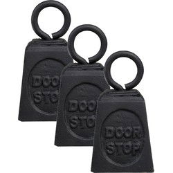 Esschert Design Deurstopper - 3x - gewicht - gietijzer - zwart - 13 cm - Deurstoppers