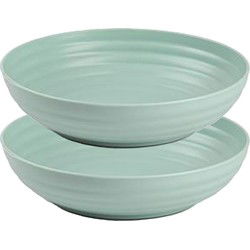 Plasticforte Rond bord/camping - 8x - diep bord - D22 cm - mintgroen - kunststof - onbreekbaar - Diepe borden