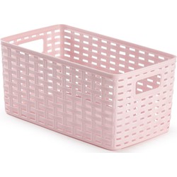 Plasticforte Opbergmand - Kastmand - rotan kunststof - roze - 5 Liter - 15 x 28 x 13 cm - Opbergmanden